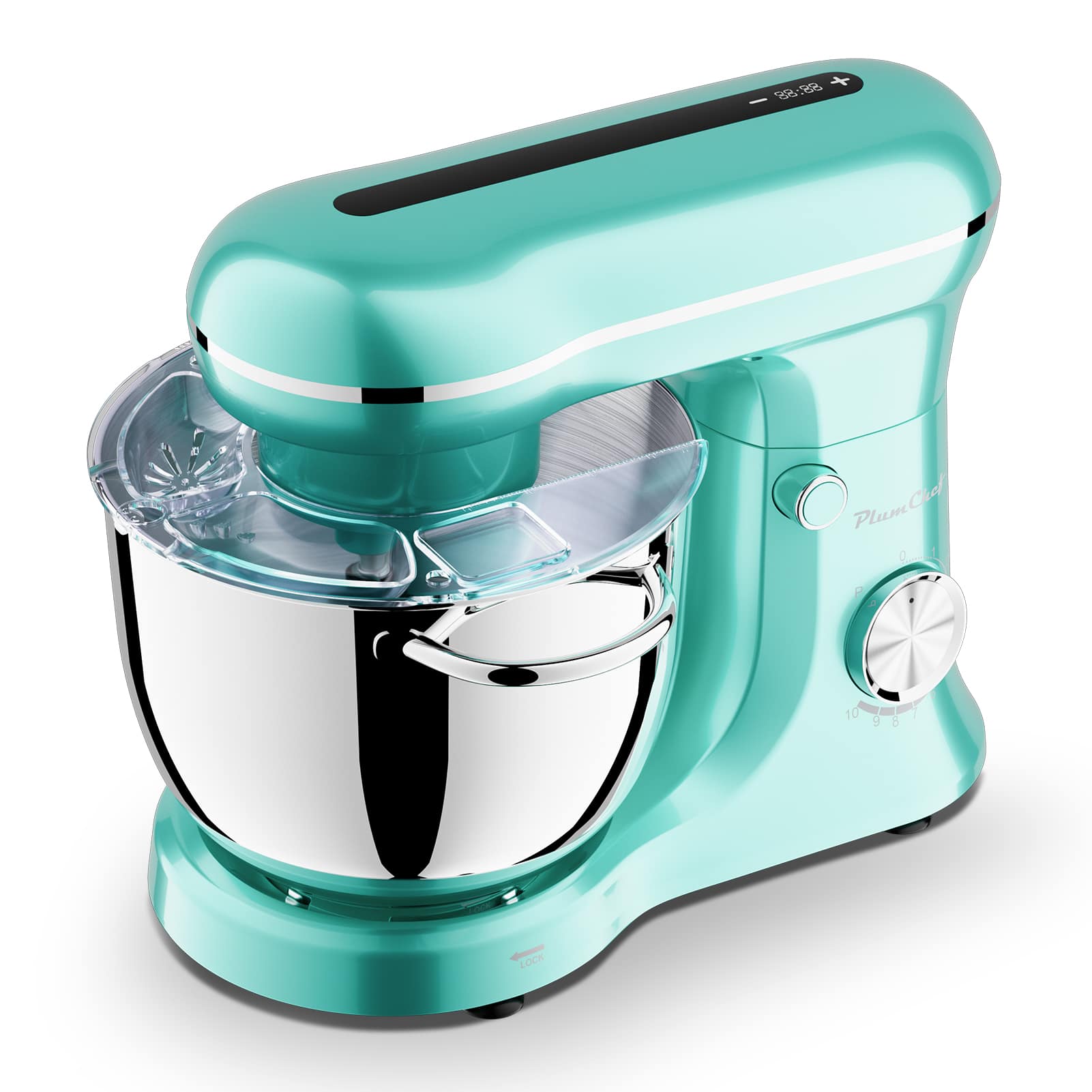 Chery Life - 5.2L+4.5L 10 Speeds Portable Electric Food Mixer with timing,Egg Whisk - Blue