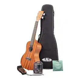 Kala - KA-15T Mahogany Tenor Ukulele Bundle with Gig Bag, Tuner, Strap and Strings