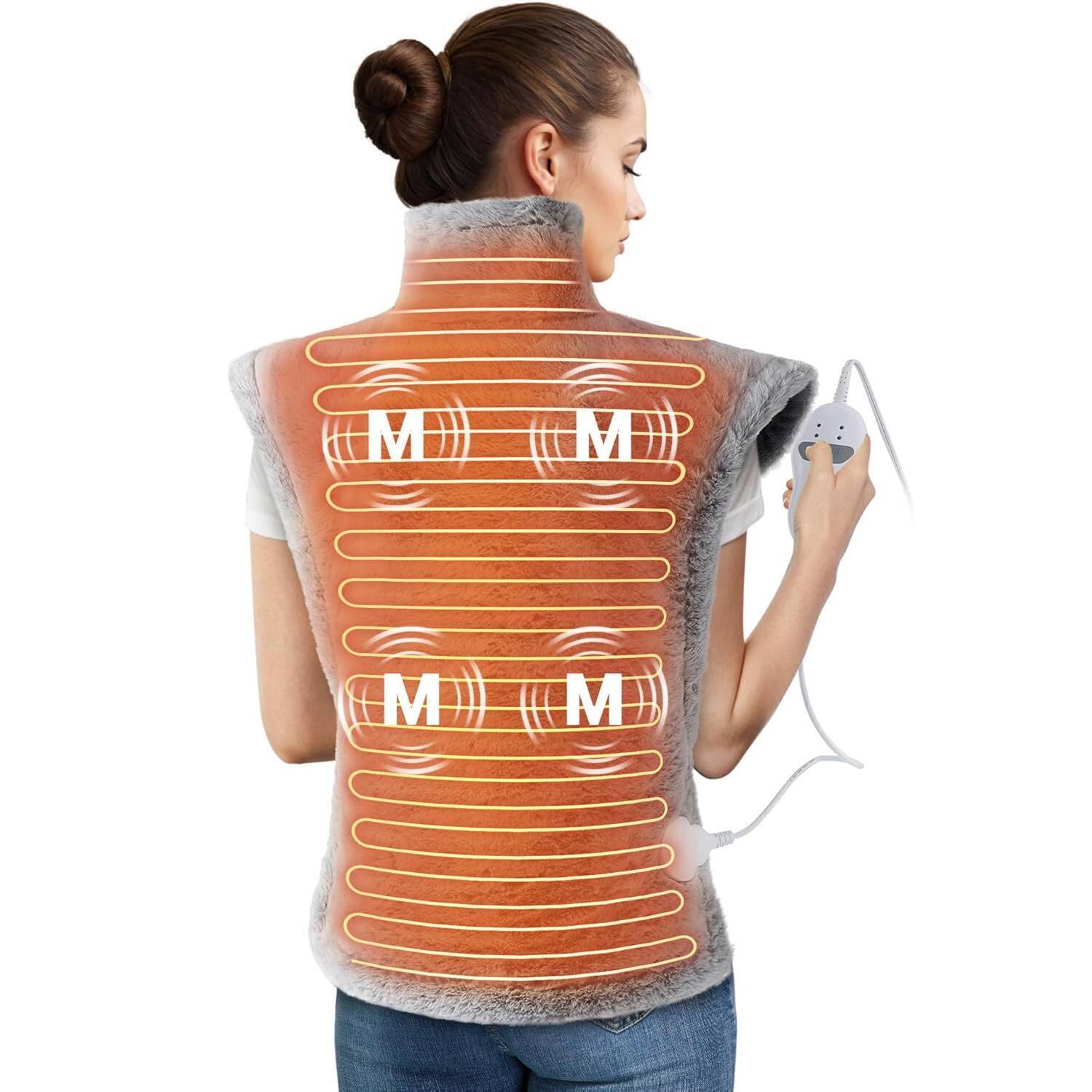 Front. Acekool - Electric 4 Massage Modes Heating Pad for Neck and Shoulders and Back Pain Relief, Best Winter Gifts - Grey.