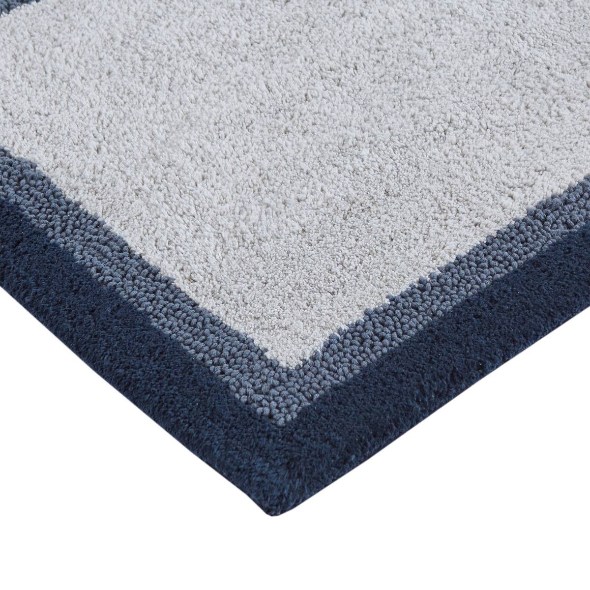 Alt View 2. APRILSOUL - 100 Cotton Tufted Bath Mat 05 Medium Pile Soft Absorbent Quick Dry Non Skid - Navy.