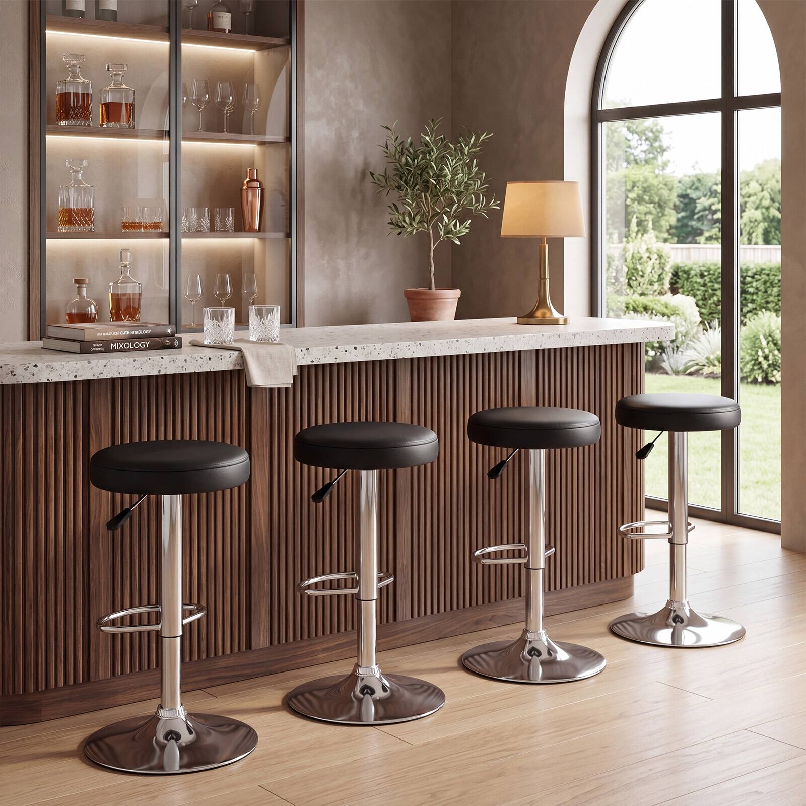 Alt View 5. Gymax - Gymax Set of 2 360-Degree Swivel Bar Stool Height Adjustable Black - black.
