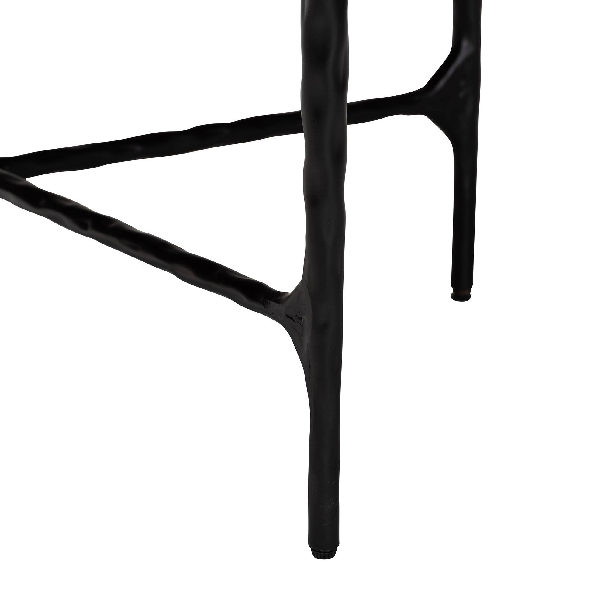 Back. Baxton Studio - Akanji Marble Coffee Table - Modern Rustic Accent Table with Hand-Forged Metal Frame, Round - Marble White/Black.