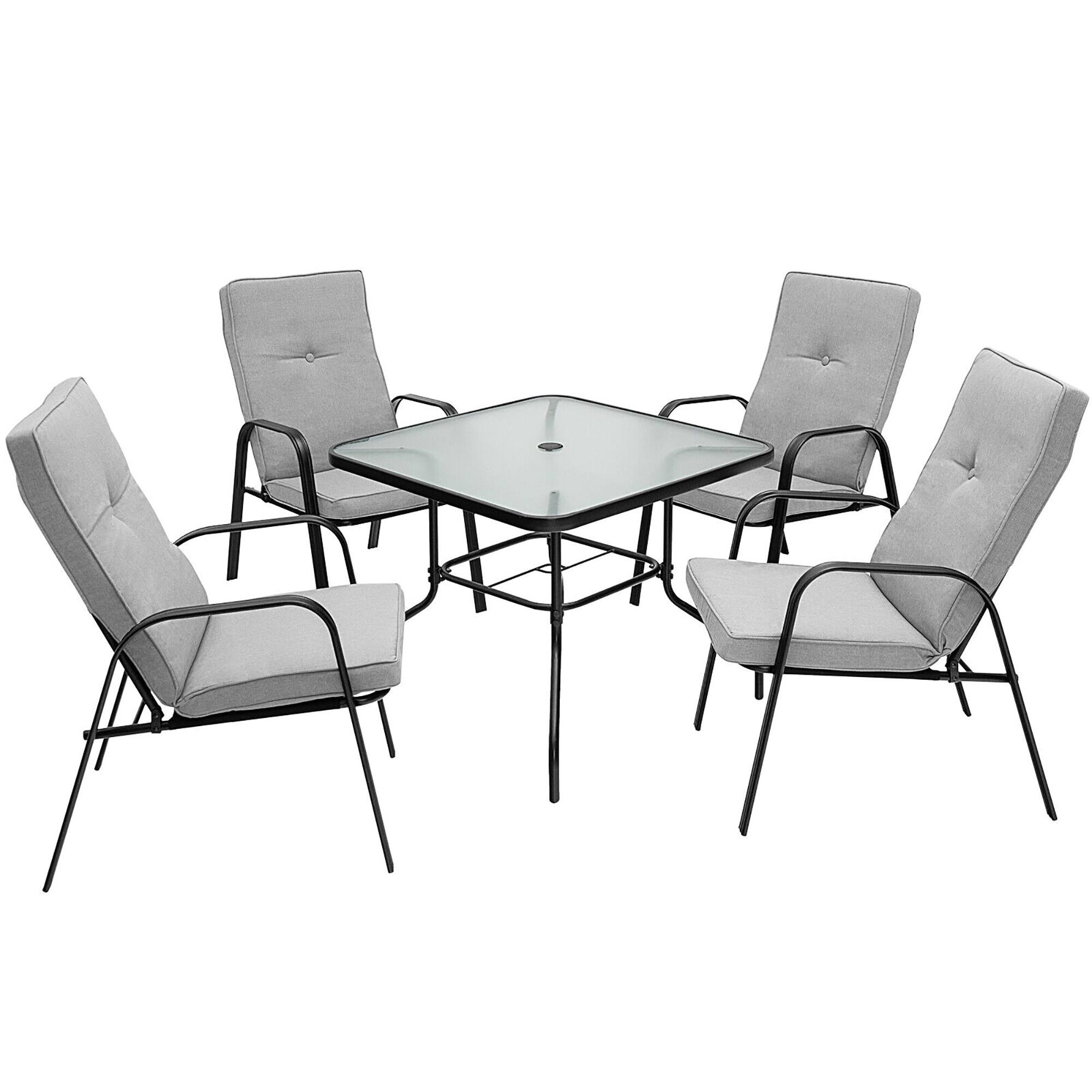 Alt View 7. Gymax - Gymax Set of 4 Patio Dining Chairs High-Back Cushions Space Saving - Grey.