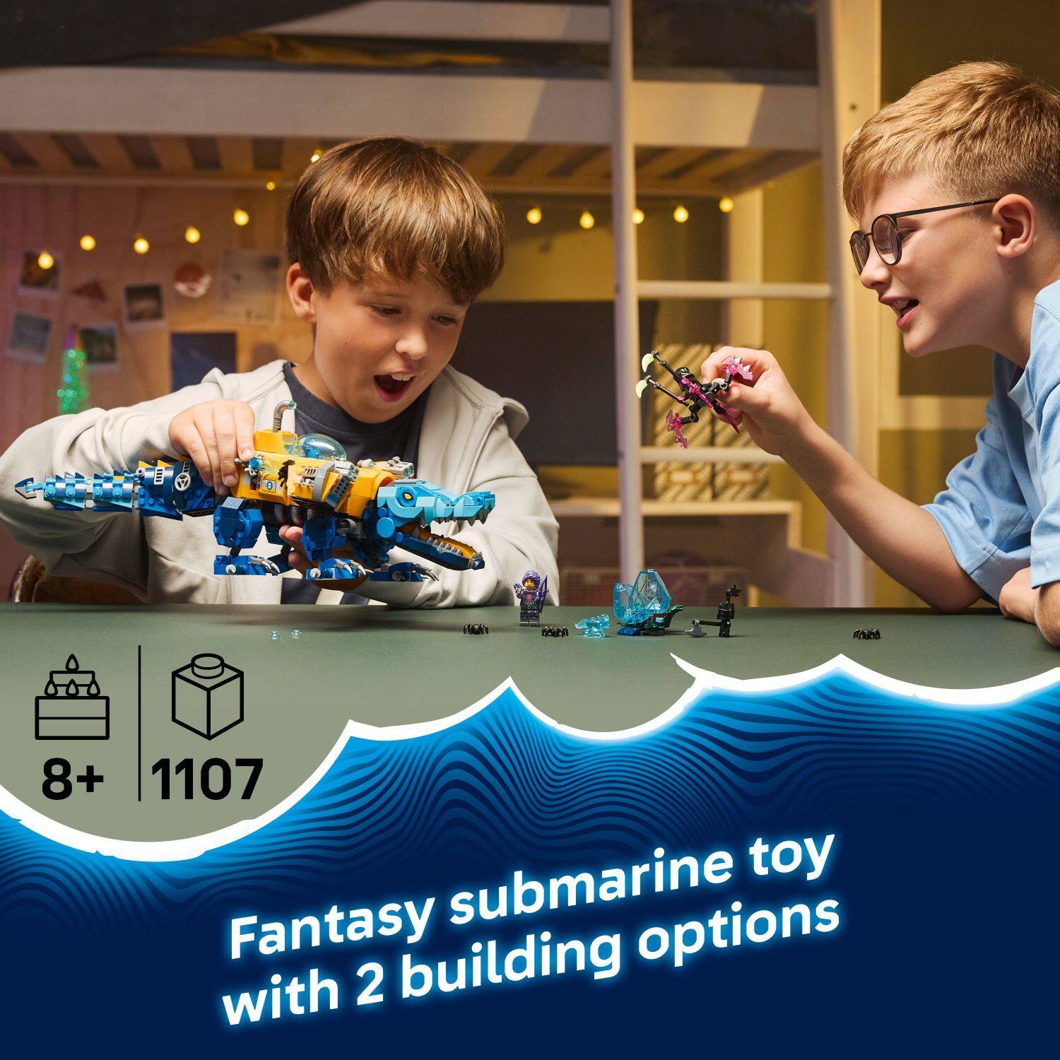 8+ 1107 Fantasy submarine toy with 2 building options