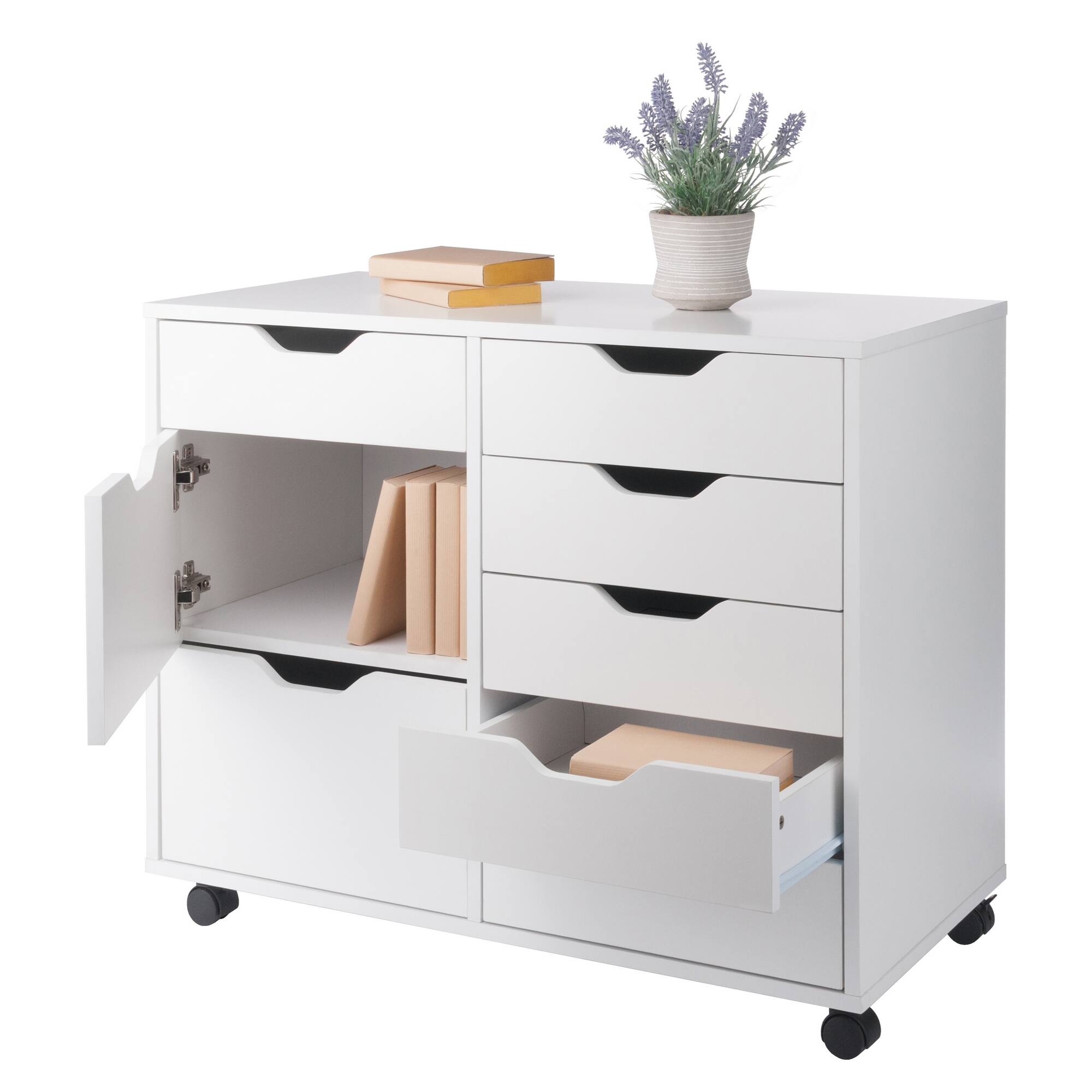 Alt View 8. Winsome Wood - Halifax 6-Drawer Multi-Storage Mobile Cabinet - White.