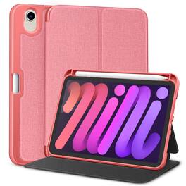 DTTO - Case for iPad mini 7 (A17 Pro) Case 2024, iPad mini 6th Generation Case 2021, with Pencil Holder, Multi-Angle Stand - Pink