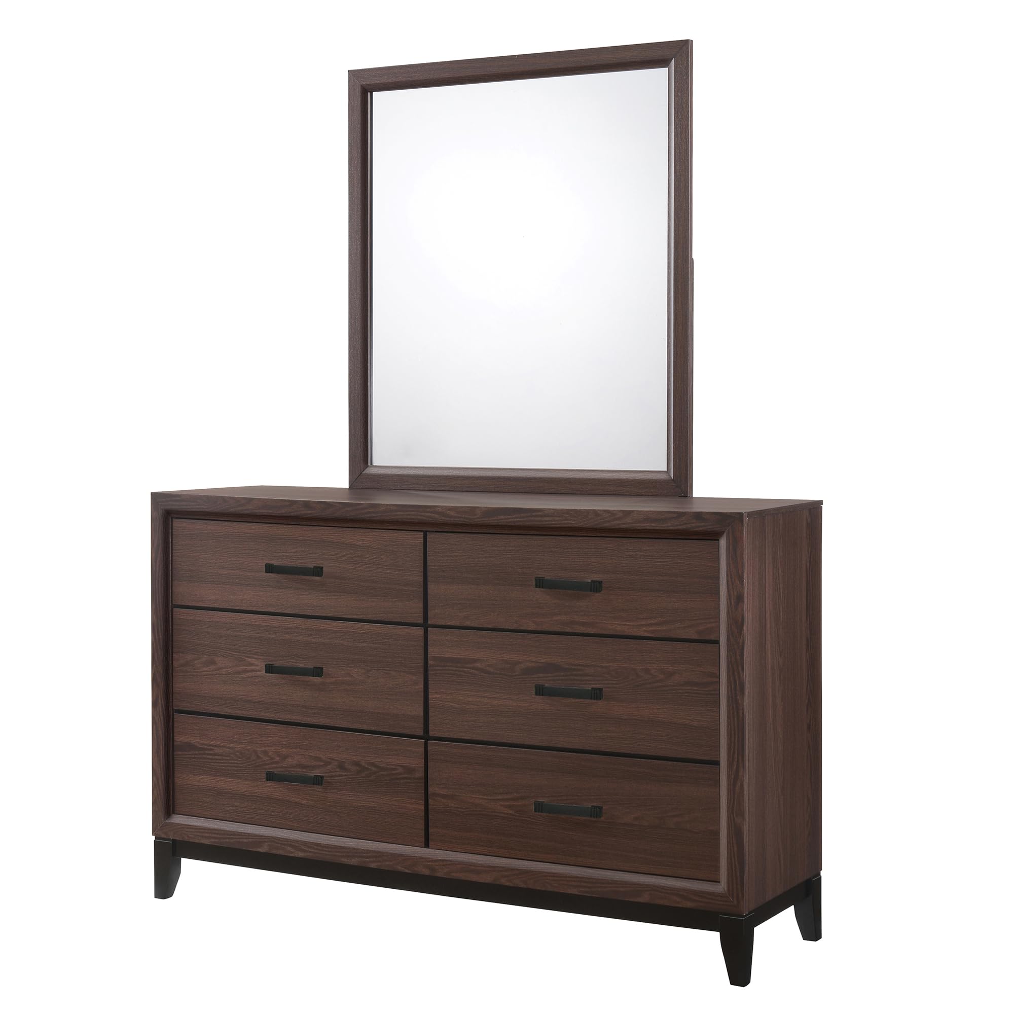 Angle. Kings Brand Furniture - Kings Brand Furniture Athens Wood Dresser & Mirror, Brown/Black - Brown.