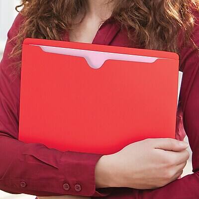 Alt View 8. Smead -  File Jacket, Reinforced Straight-Cut Tab, Flat-No Expansion, Letter Size, Red, 100/Box  - Red.