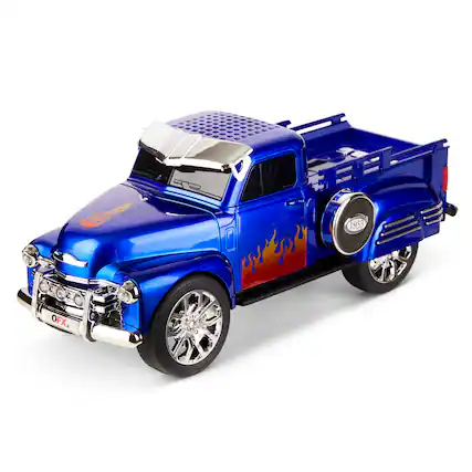Front. QFX - Retro Classic Truck Portable Bluetooth Speaker with Bass Radiator and LED Lights - Blue.
