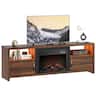 Bestier - 71-inch Fireplace TV Stand with RGB Lights Entertainment Centers, Open Shelves & Cable Management - Walnut