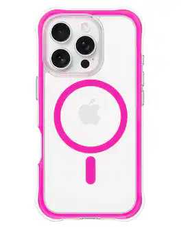 Ornarto - Air Case for iPhone 16 Pro Clear, Compatible with MagSafe, Military-Grade Drop Protection Cover - Hot Pink