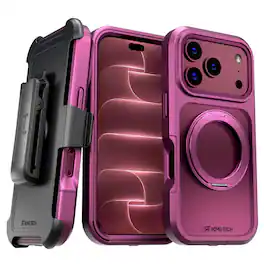 RomeTech - Case For Apple iPhone 18 Pro / 17 Pro Defender Acrylic With Rotating Magnetic Holder - Red