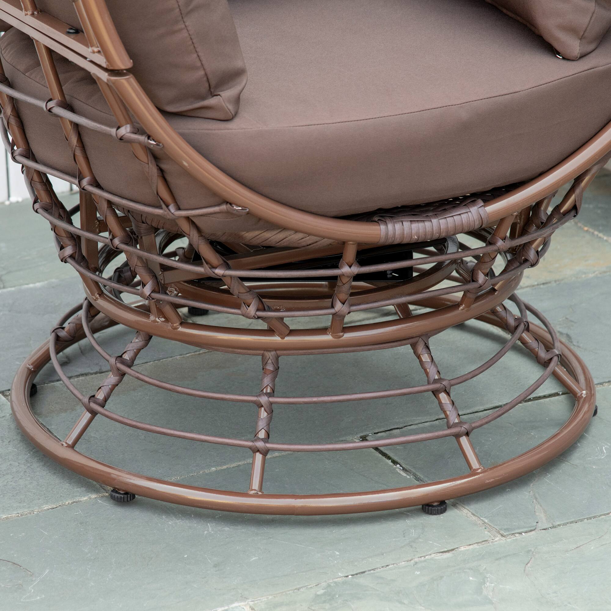 Alt View 7. Outsunny - Wicker Egg Chair, 360 Rotating Indoor Outdoor Boho Basket Seat with Cushion and Pillows for Backyard, Porch, Patio - Brown.