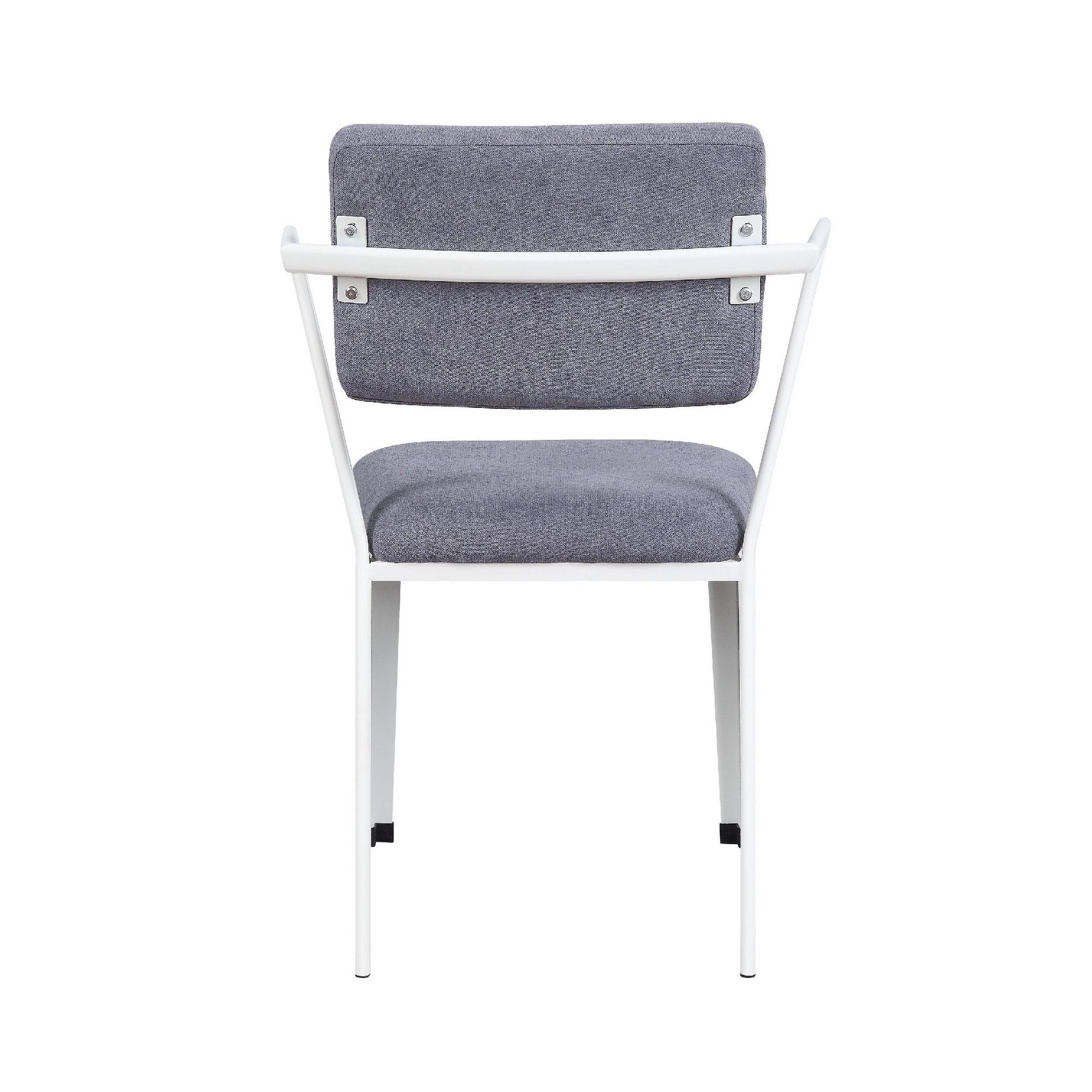 Alt View 3. Manhattan Lane - Fabric Upholstered Metal Dining Chair, Set of 2 - White and Gray.