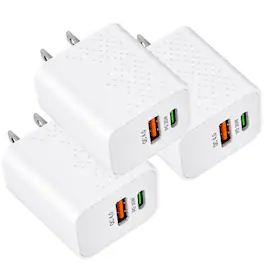 Qixxronics - 35W USB C Super Fast Charger for Google Pixel 10a 10 Pro XL 9a 9 Pro XL Fold 9 8a 8 Pro 7a 7 7Pro 6 6Pro 6a 5 4 (3 Pack) - White