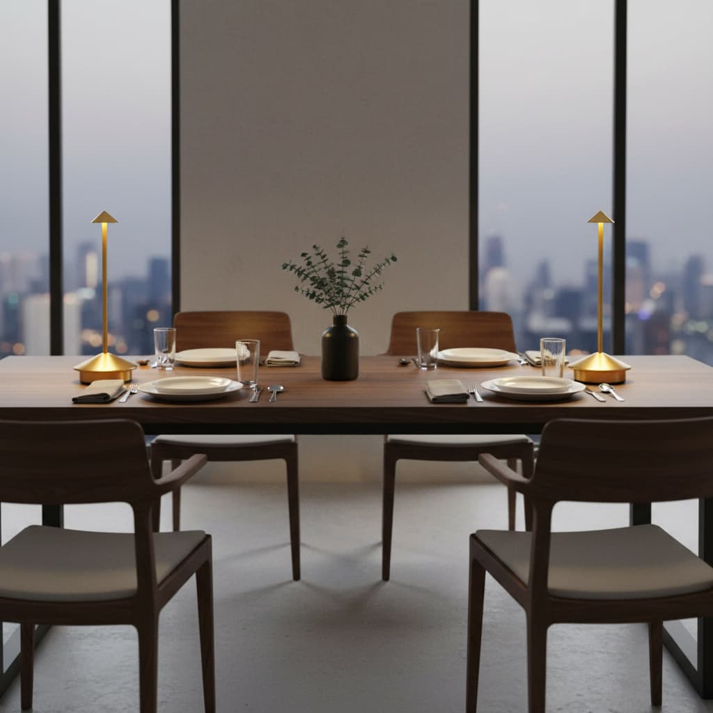 Alt View 2. FINEAK - Set of 2 Modern LED Table Lamps - Rechargeable Battery-Powered for Bedroom, Dining, Camping & More (Gold) - Gold.