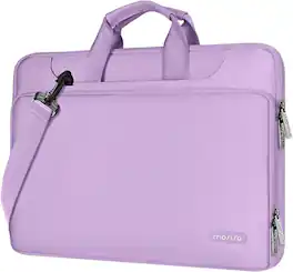 mosiso - 360 Protective Laptop Bag 15.6 inch,Computer Carrying Case with Shoulder Strap for MacBook Air Pro 15 16 HP Dell Asus - Light Purple