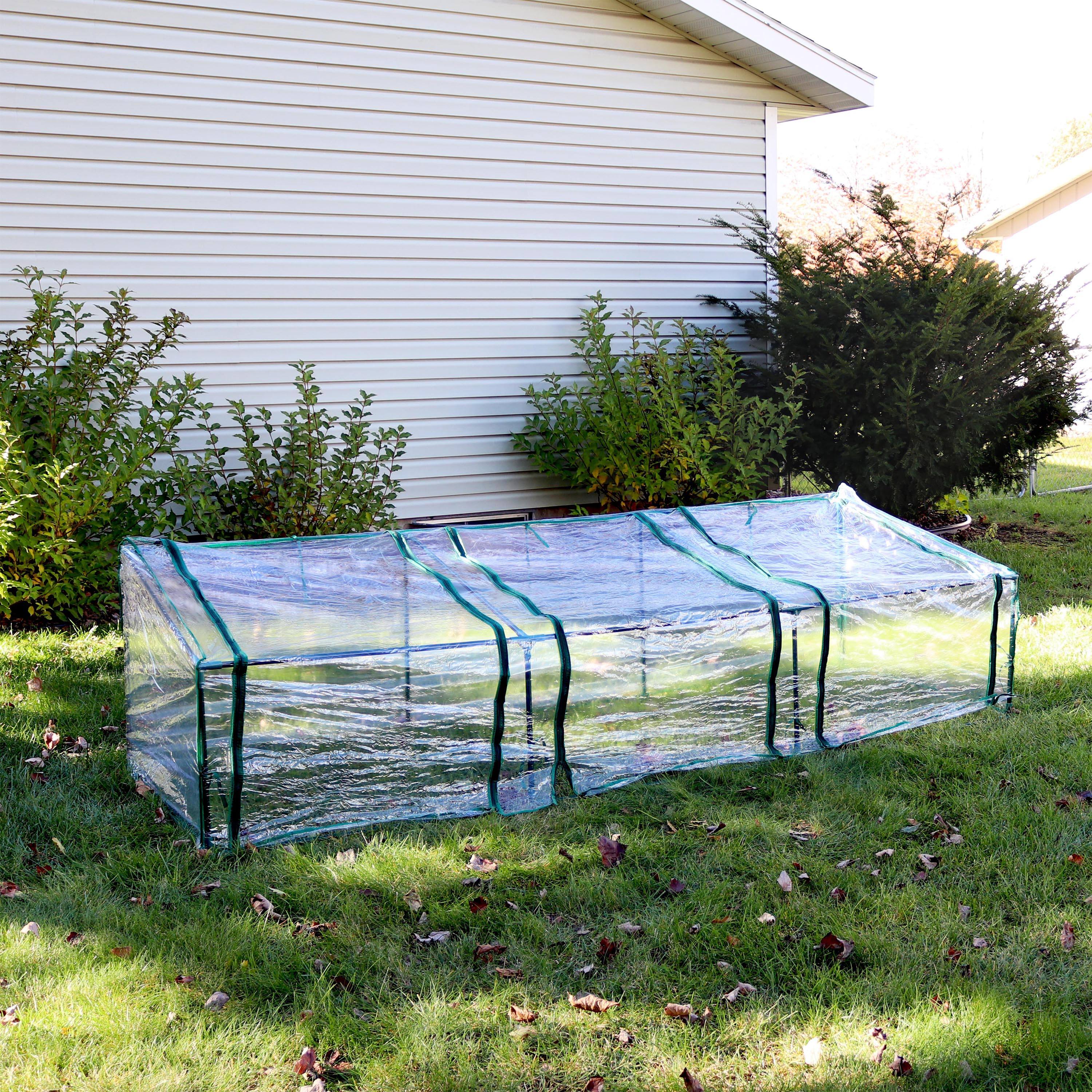 Alt View 5. Sunnydaze - Iron PVC Cover Mini Slant Cloche Greenhouse with Zipper - Clear.