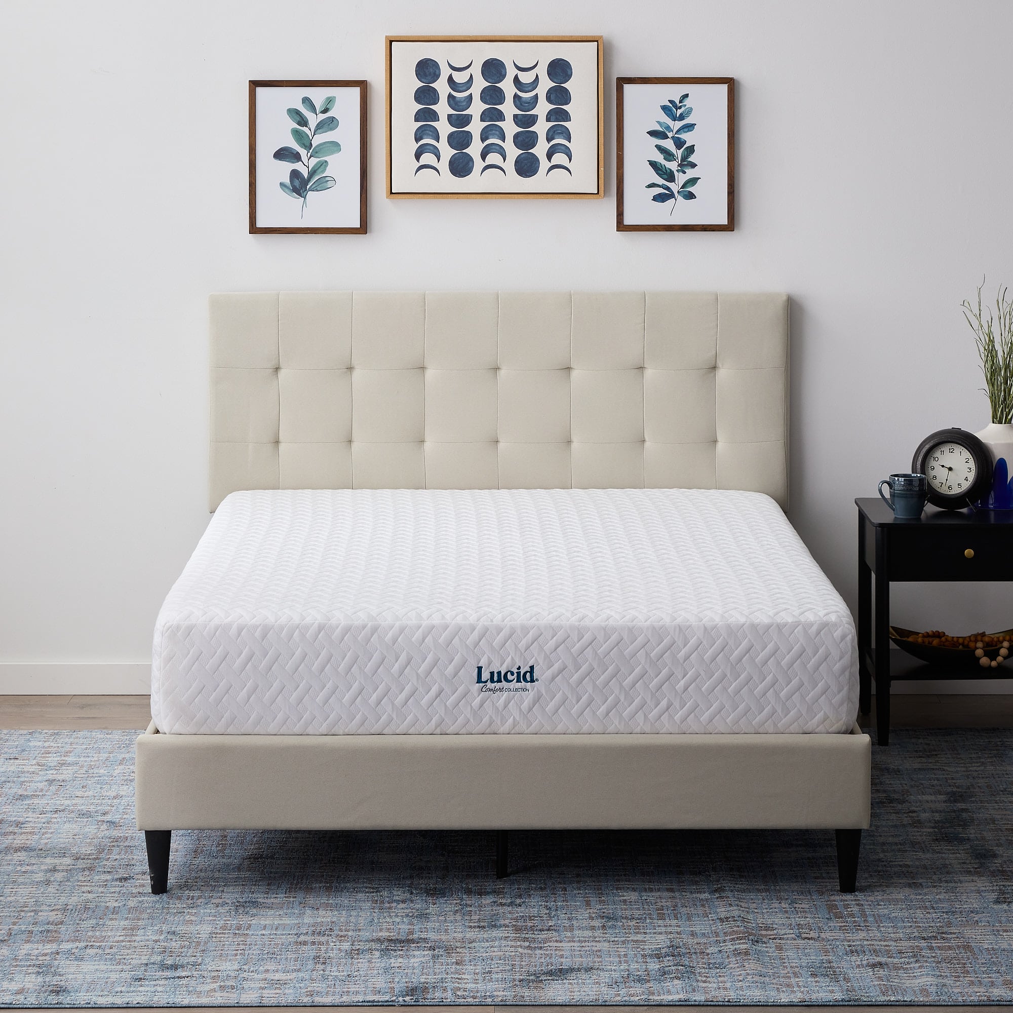 Front. Lucid Comfort Collection - 10-inch Med Firm Gel Memory Foam Mattress-Cal King - White.