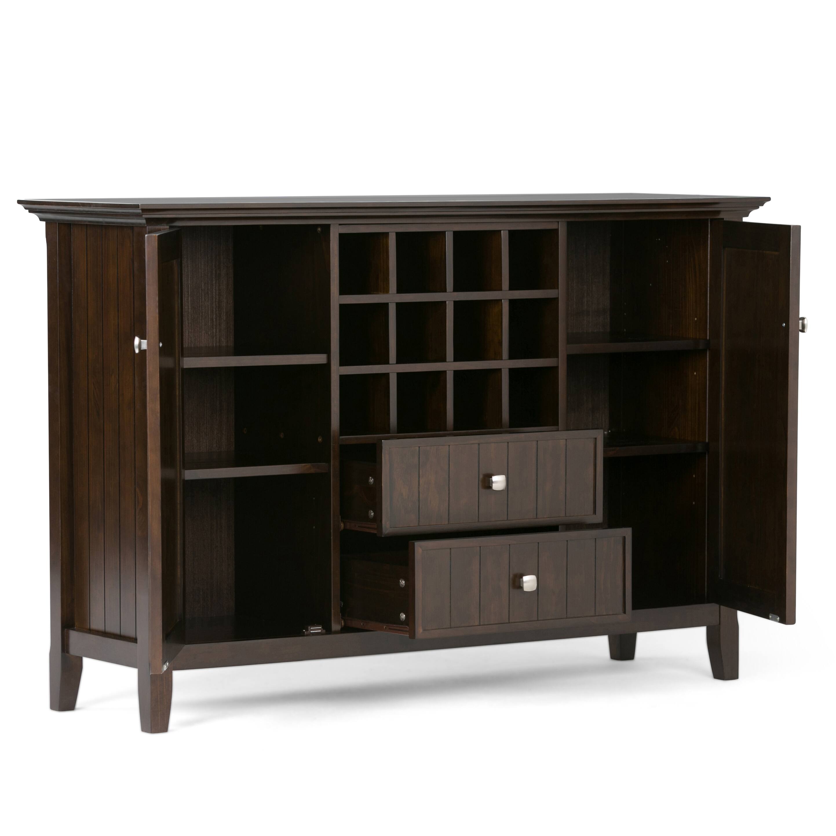 Alt View 3. TinyHomie - Bedford - Sideboard Buffet and Wine Rack - Dark Tobacco Brown.