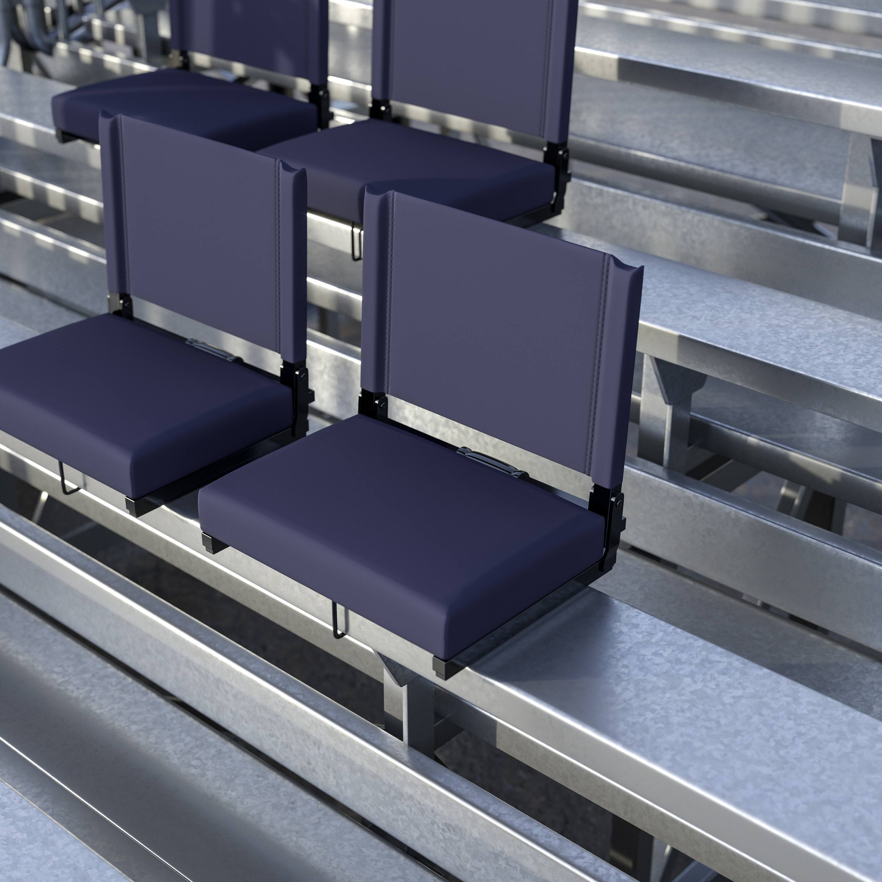 Alt View 2. Emma + Oliver - Set of 2 500 lb. Rated Lightweight Stadium Chair with Ultra-Padded Seat - Navy.