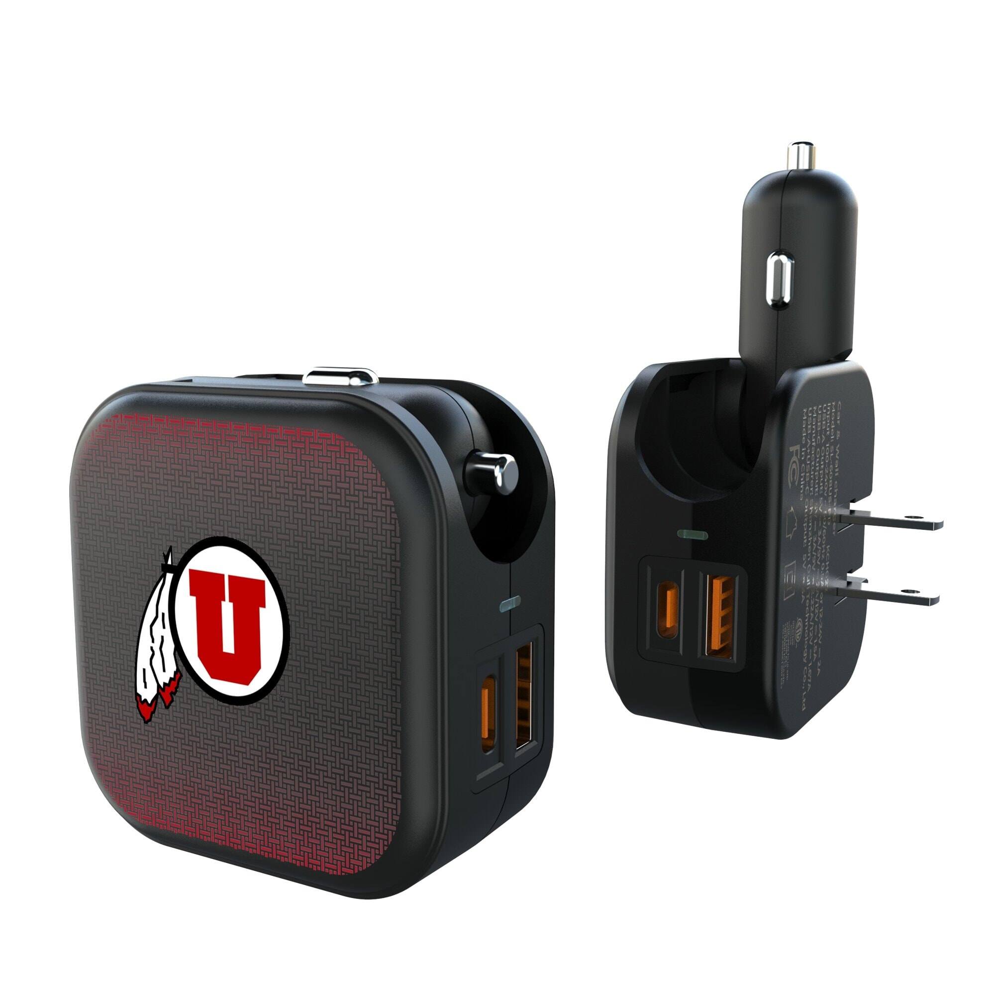 Front. Keyscaper - Utah Utes 2-in-1 USB A/C Charger - Black.