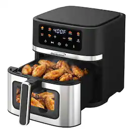 Brentwood - 8-Qt 1500W XL Digital Air Fryer, Clear View Window, Touch Display, 8 Presets, Timer, Auto Shutoff - Black