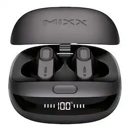 Mixx - StreamBuds Ultra ANC TWS Bluetooth In-Ear Earbuds, Mic, Charging Case, Clear Voice Technology, 28 Hr Play Time - Black