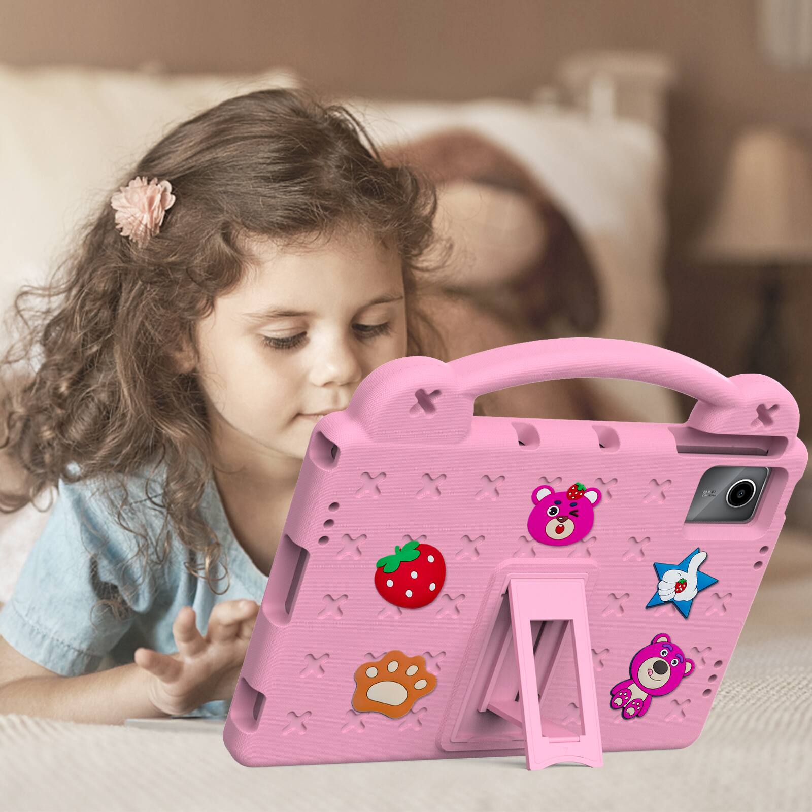 Alt View 1. Dteck - For Lenovo Tab M11 2024 11'' Cute Cartoon Kid Case Built-in Kickstand Handle Grip Shockproof Cover - Pink.