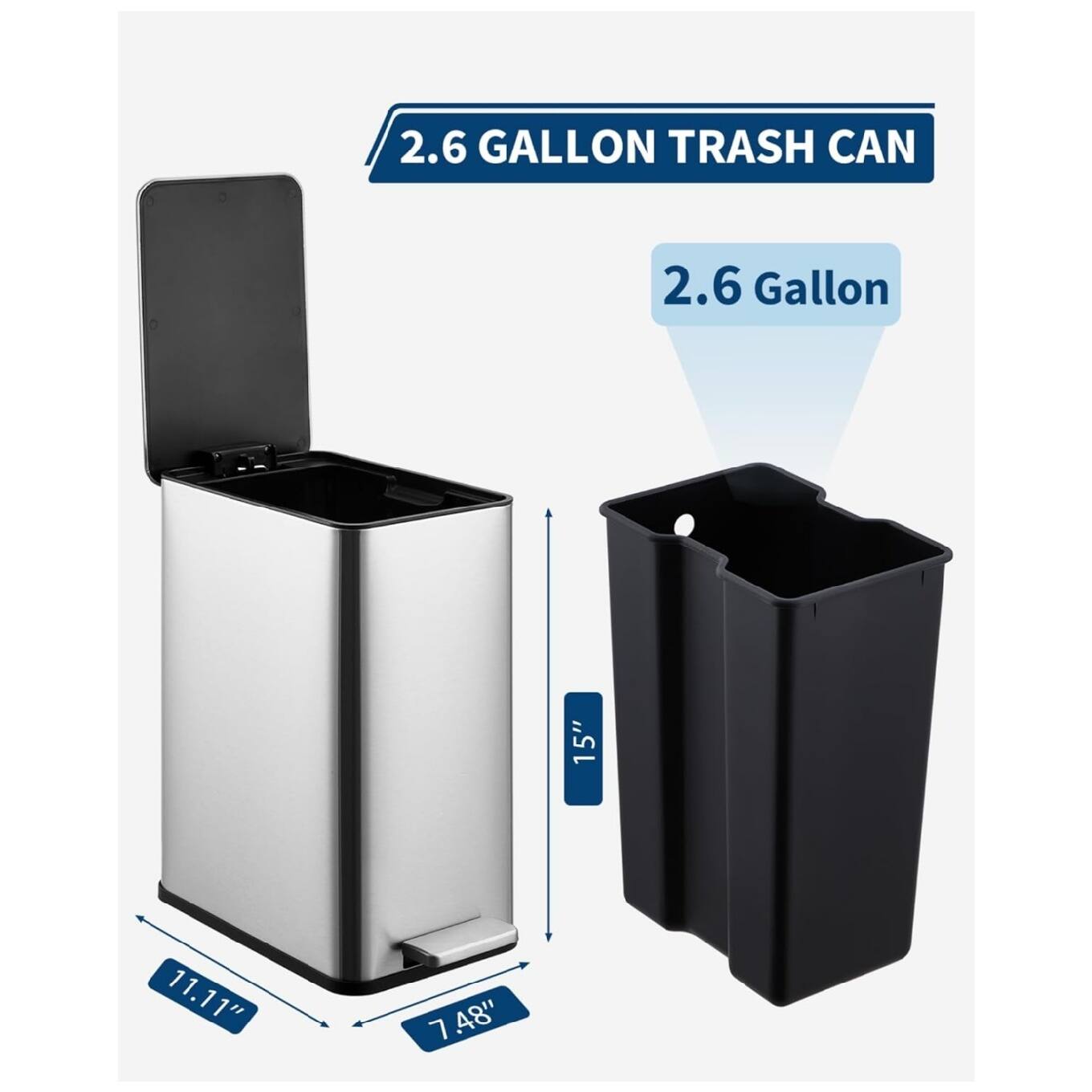 2.6 Gallon Trash Can

2.6 Gallon

15" x 11.11" x 7.48"
