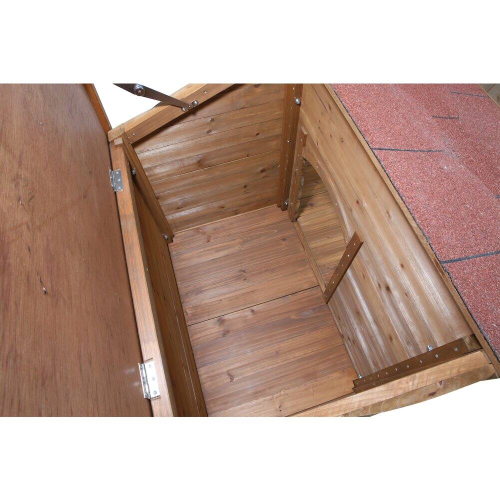 Alt View 4. TRIXIE - Natura Lodge Elevated Weatherproof Wooden Outdoor Dog House - Brown.