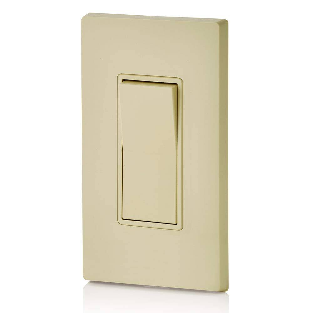 Back. Leviton - 15 Amp 120/277V Decora Rocker 3-Way AC Quiet Switch Residential Grade Grounding Single Pack - Ivory.