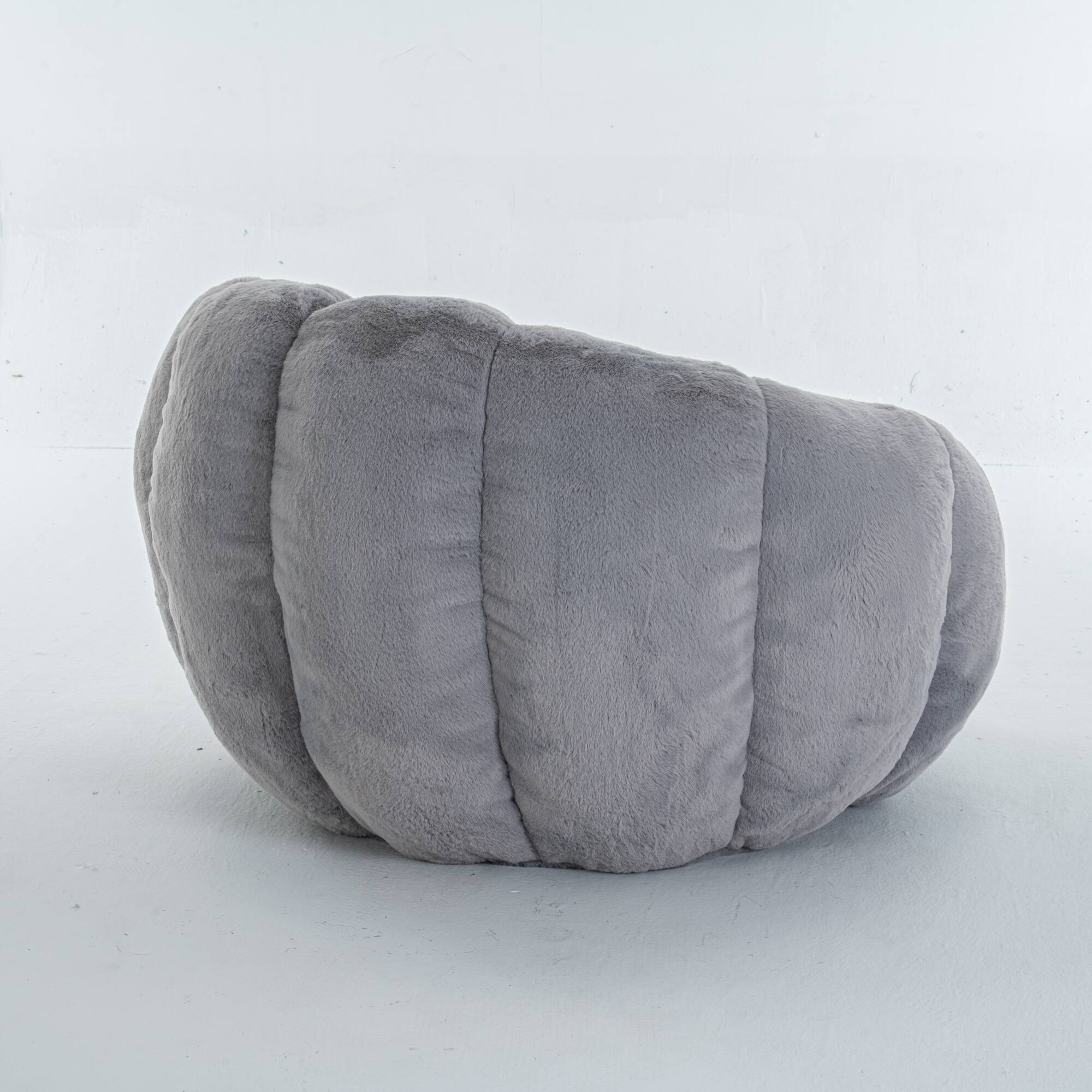 Alt View 2. GOODSILO - Floral-Shaped Faux Fur Bean Bag Sofa, Ultra-Soft Large Reading Chair for Living Room or Bedroom, Single-Seater - Gray.