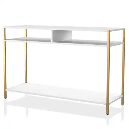 Front. Furniture of America - Mirah Contemporary Metal 3-Shelf Console Table - White.