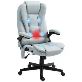 Vinsetto - Point Vibrating Massage Office Chair with Heat, Microfiber Massage Desk Chair with Reclining Backrest - Light Gray