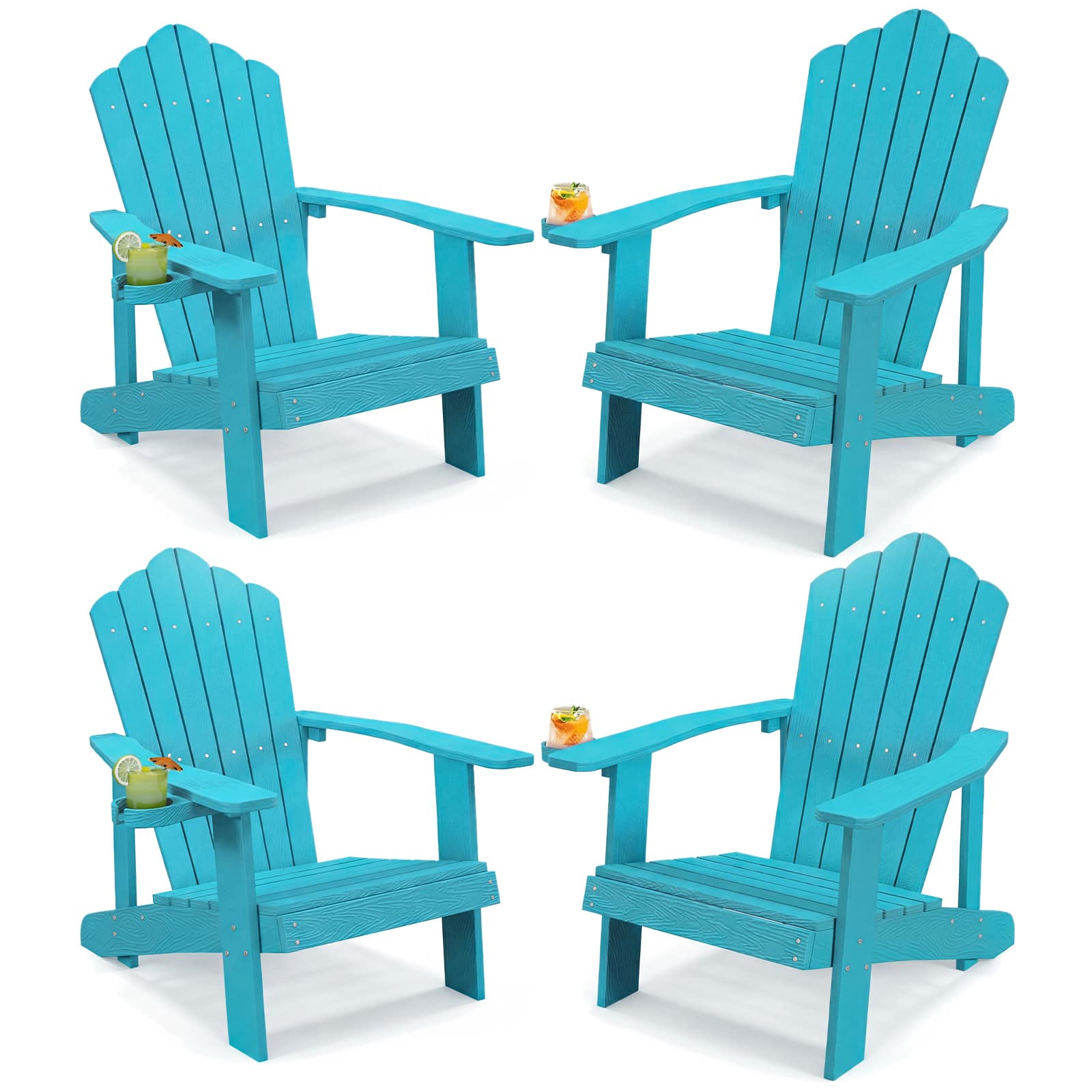 Gymax - 4Pcs Oversized Adirondack Chair Lounge Adirondack Chair w/Adjustable Cup Holder Turquoise - Green price history on PriceWatchPro