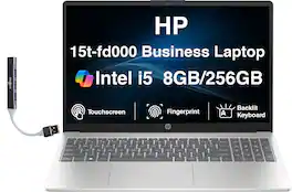 HP - 15t-fd000 Laptop 15.6 FHD (Intel i5-1334U, 8GB DDR4, 256GB PCIe SSD, Intel UHD, Win 11 Home) w/USB Hub - Natural Silver
