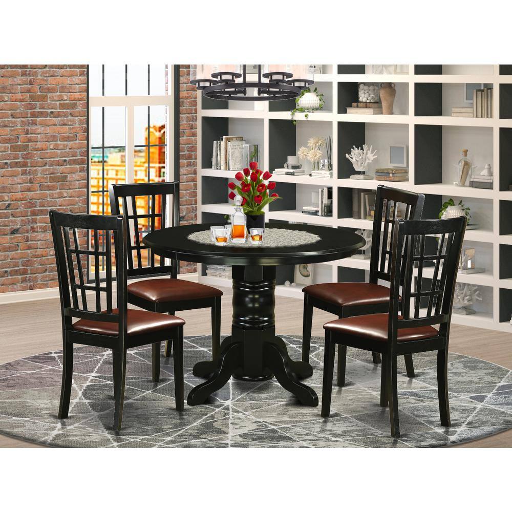 Back. East West Furniture - 5 Pcsmall Kitchen Table set for 4-Dining Table and 4 Dining Chairs - Black.
