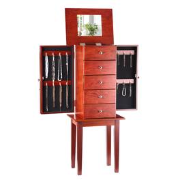 VEVOR - Jewelry Cabinet Armoire, Standing Jewelry Storage Chest with 4 Spacious Drawers, Flip Top Mirror - Wood