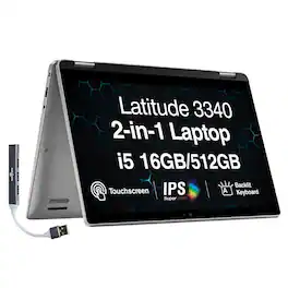 Dell - Upgraded - Latitude 3340 2-in-1 Laptop 13.3 FHD Display (i5-1335U, 16GB, 512GB SSD, Intel Iris Xe, Win 11 Pro) w/USB Hub - Titan Gray