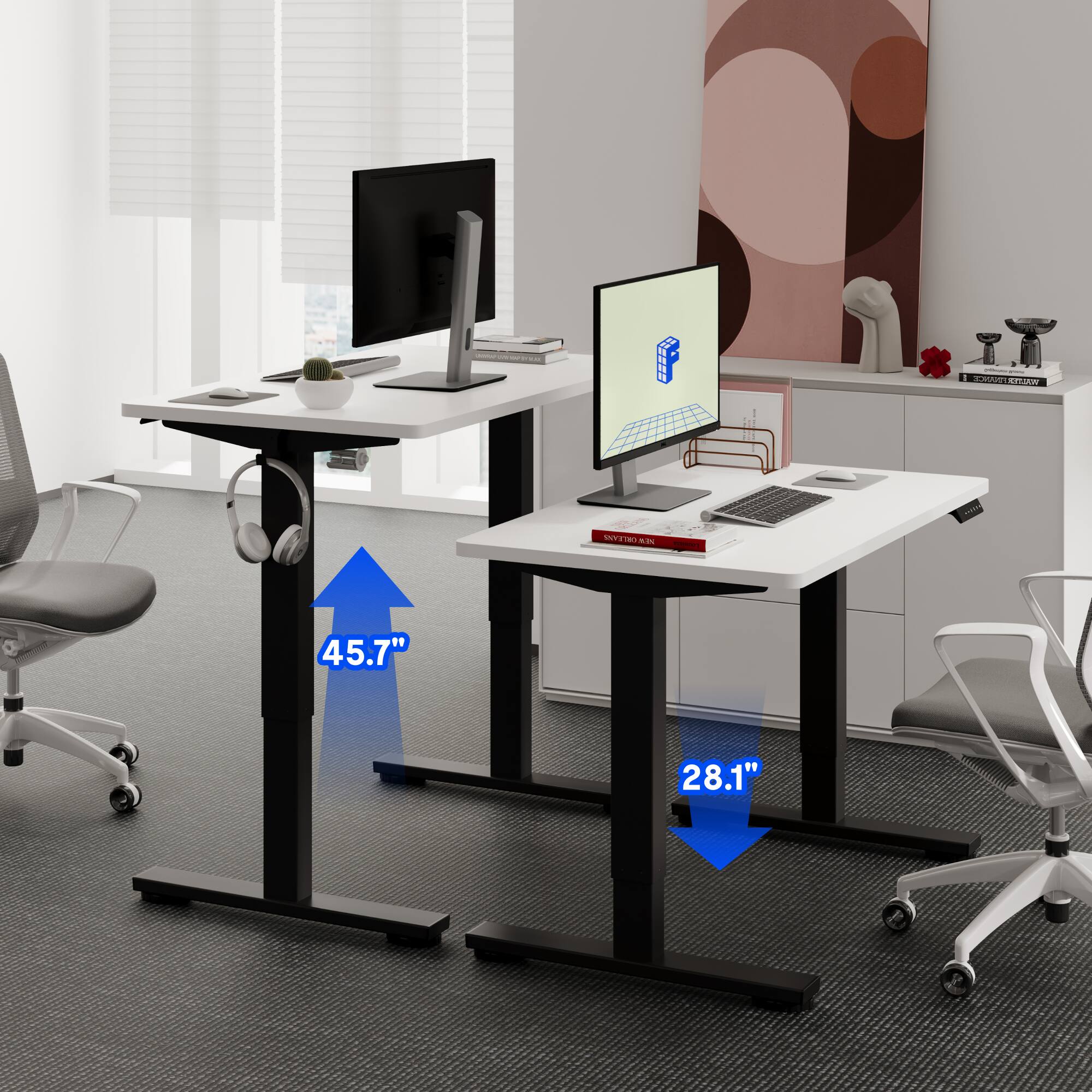 FlexiSpot E2 42''W Electric Adjustable Standing Desk Chipboard