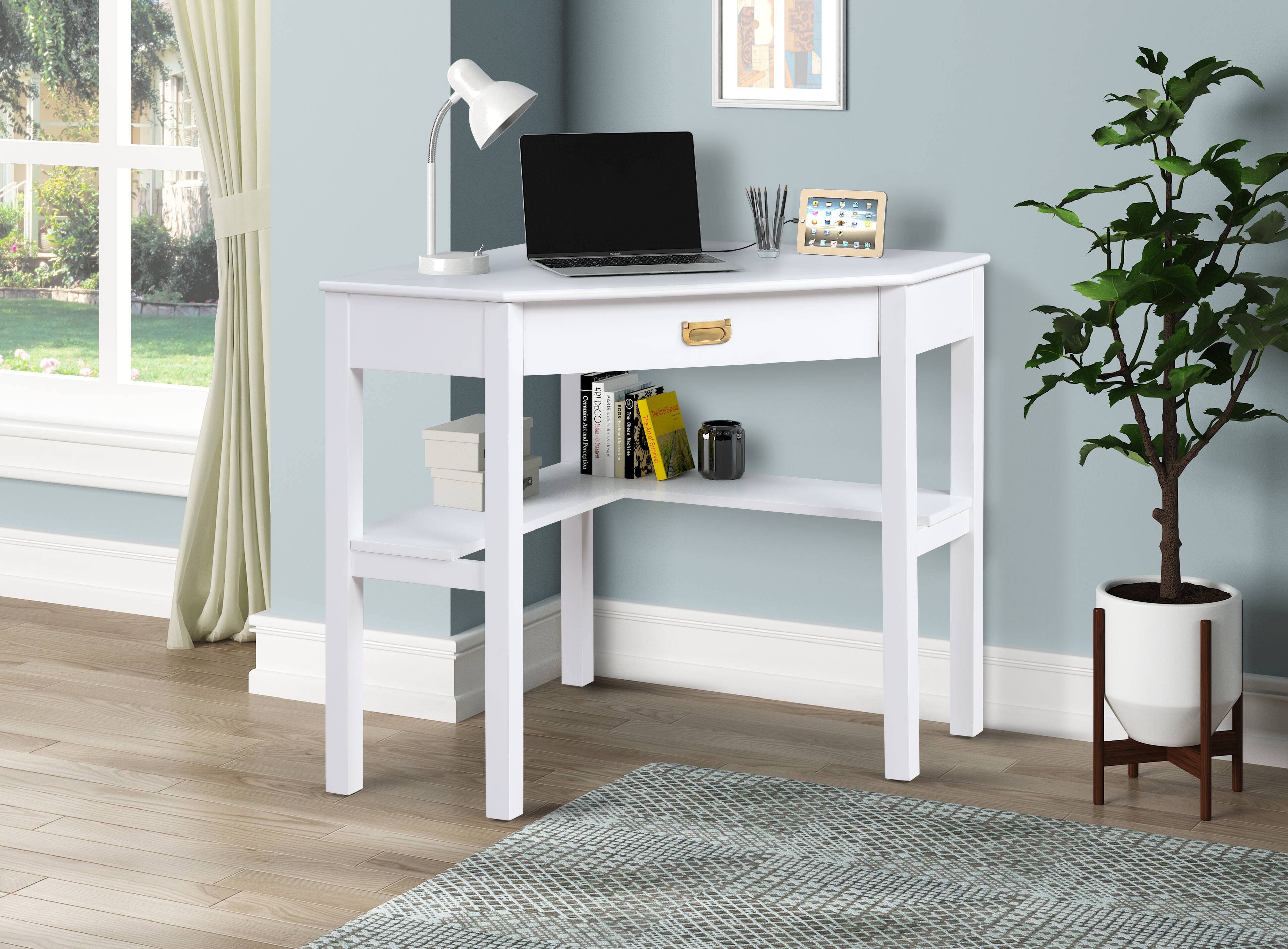Alt View 15. Linon Home Décor - Penrose Corner Desk With Keyboard Tray - White.
