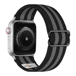 StrapsCo - Nylon Stretch Watch Band Strap For Apple Watch - 44mm/45mm/46mm/49mm - Bond (Silver Hardware)