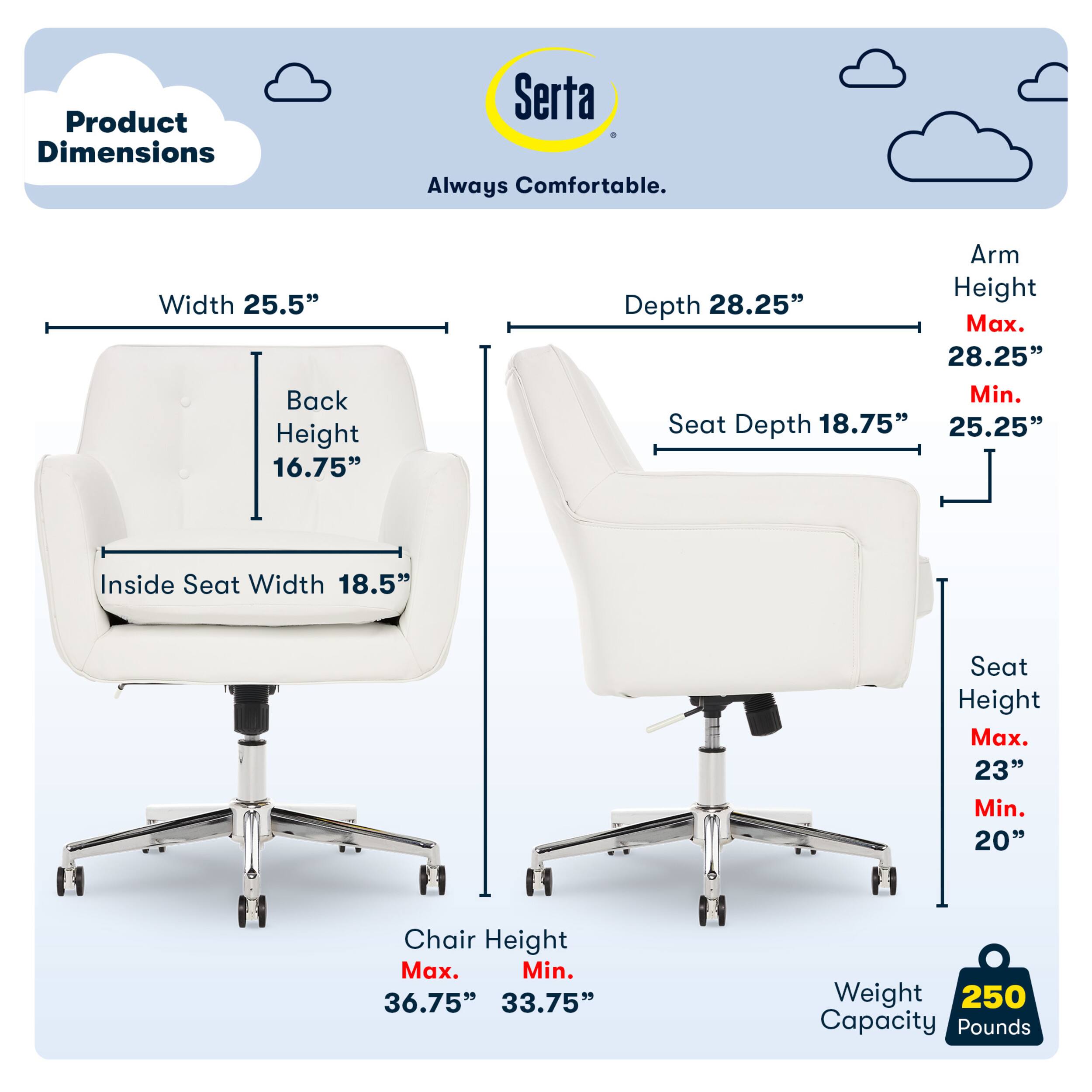 Left. Serta - Ashland Bonded Leather & Memory Foam Home Office Chair - White.