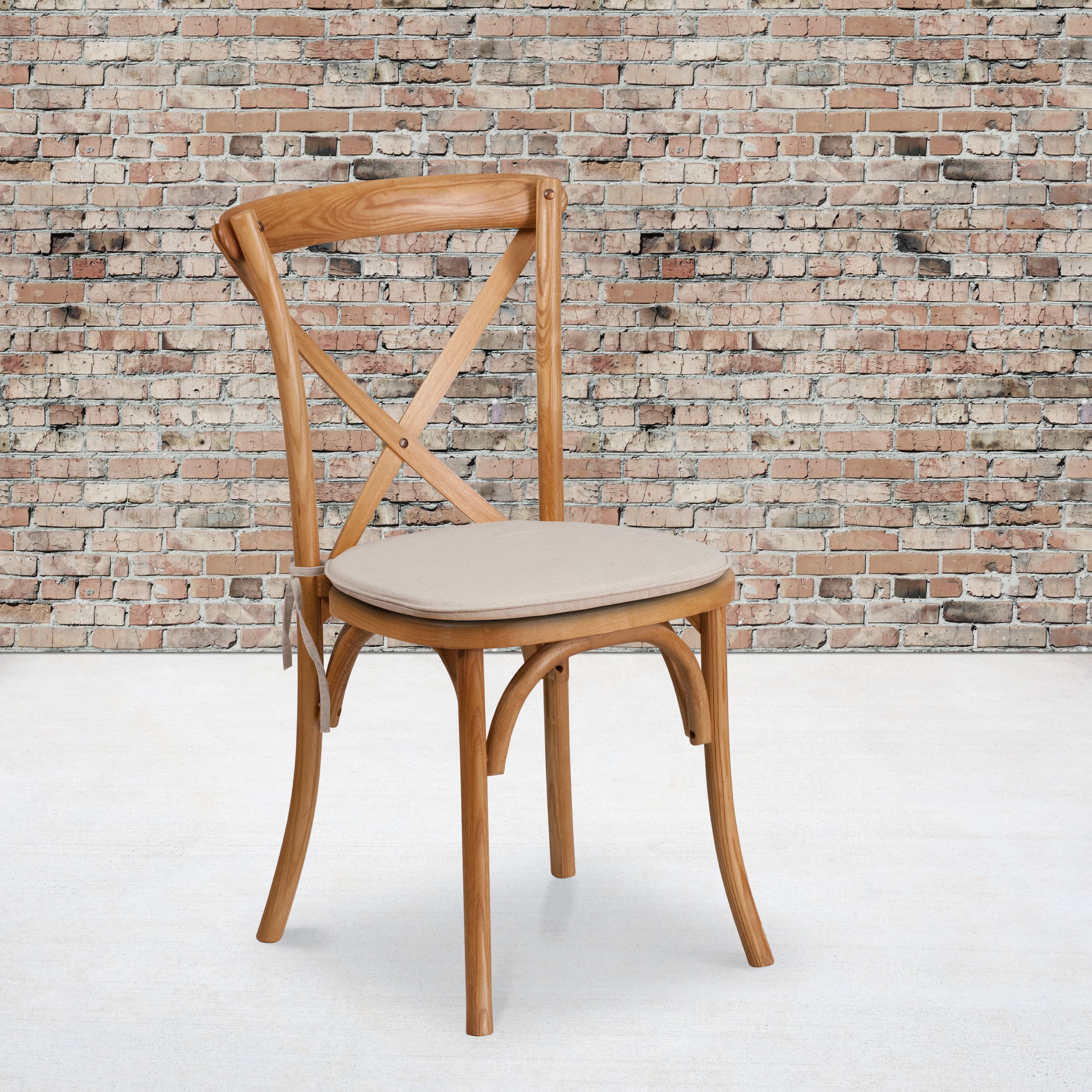 Emma + Oliver - Stackable Wood Cross Back Dining Chair with Cushion - Oak