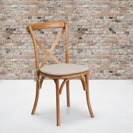 Emma + Oliver - Stackable Wood Cross Back Dining Chair with Cushion - Oak