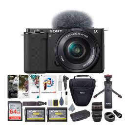 Sony - Alpha ZV-E10 APS-C Vlog Camera with Lens Content Creator's Bundle - Black