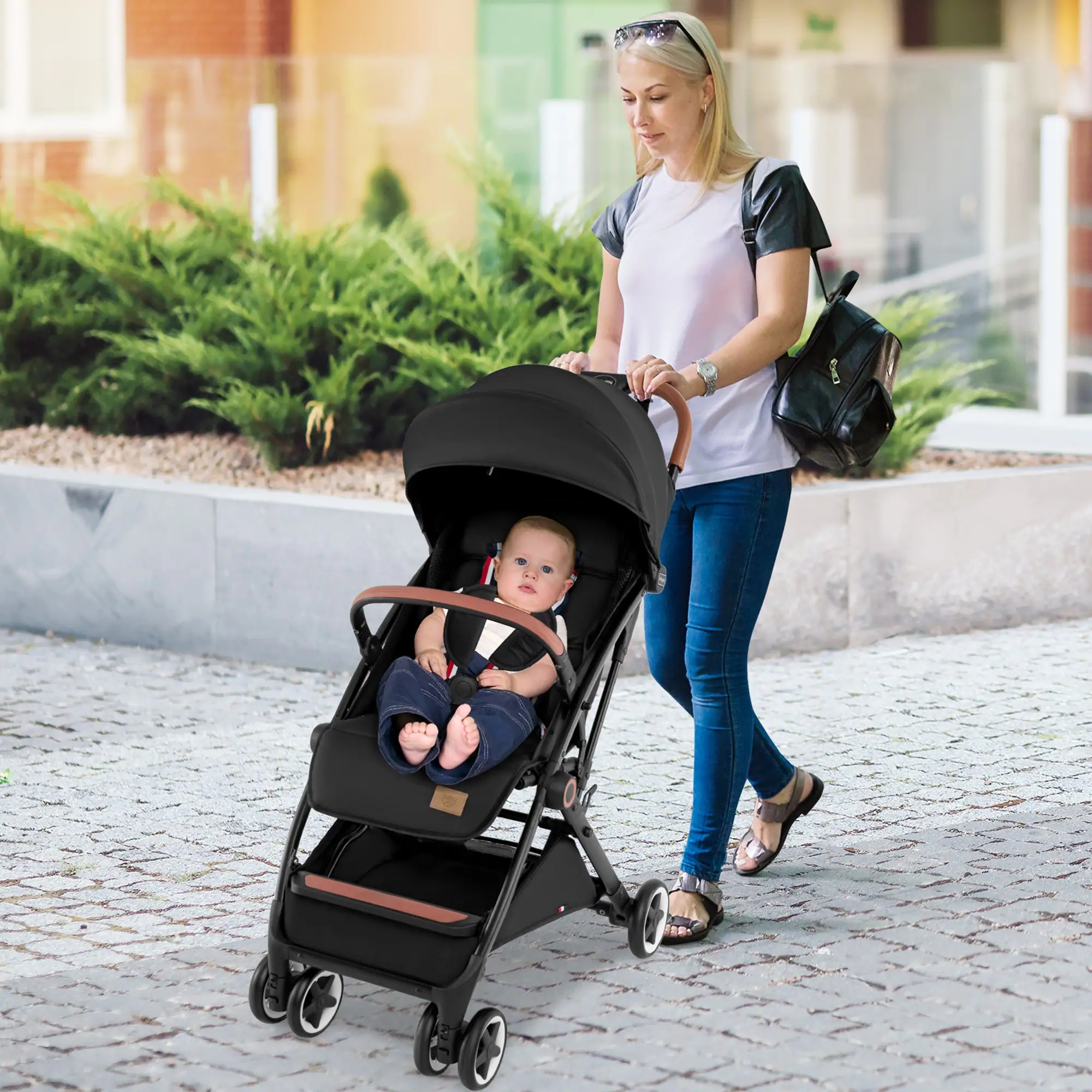 Alt View 1. Costway - Costway Lightweight Baby Stroller Aluminium Frame with Net for Travel - Black.