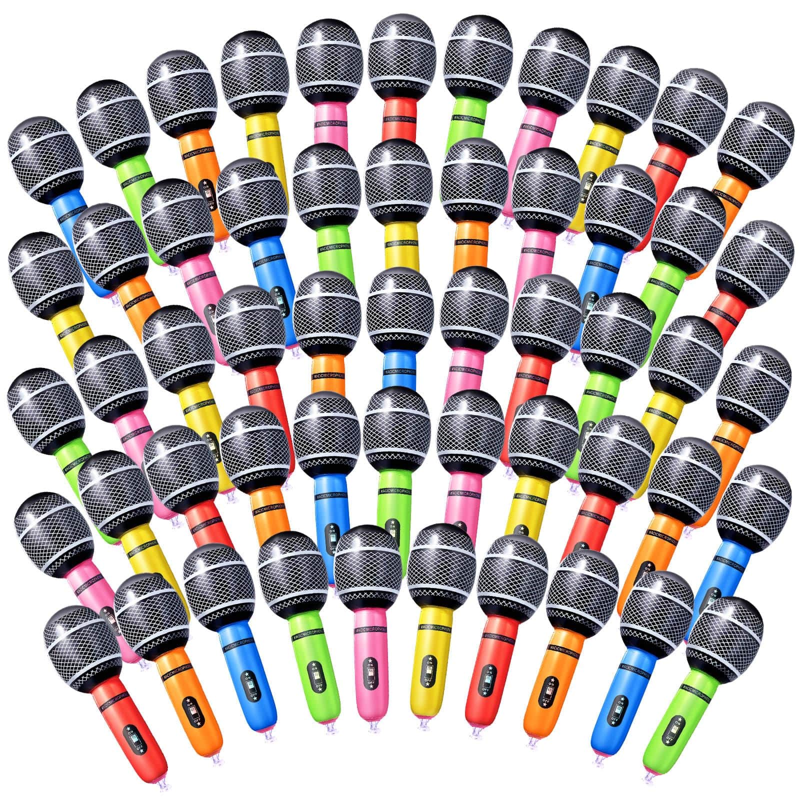 Empire DigiLabs - Inflatable Microphones Assorted Colors Microphone Props Role Play Plastic Toys For Musical Concert Birthday Party - 42