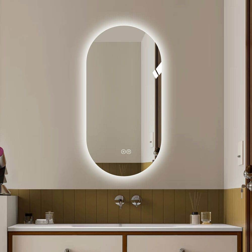 Kadyn - 48"x32" LED Lighted Bathroom Mirror, 3 Color Modes & 5-Level Dimmable Anti-Fog Mirror (Horizontal/Vertical Mount), Clear
